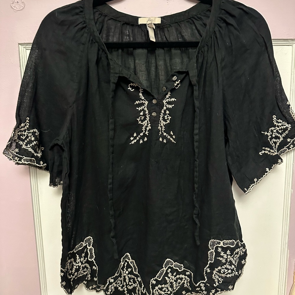 JOIE EMBROIDERED PEASANT BLOUSE
